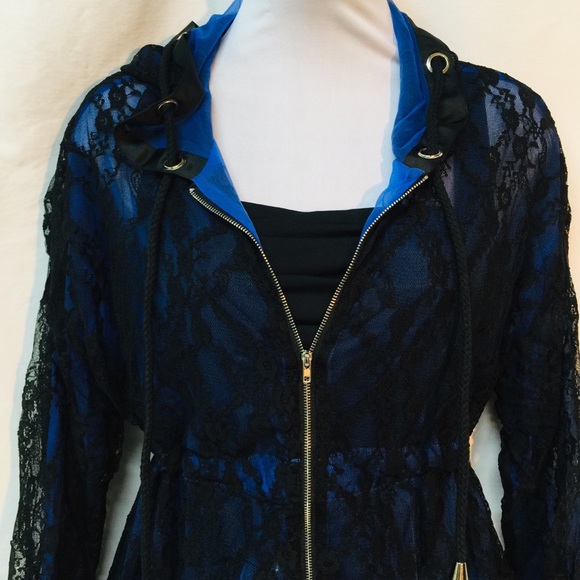 🎉Lace and Mesh Sheer Jacket - Picture 7 of 8